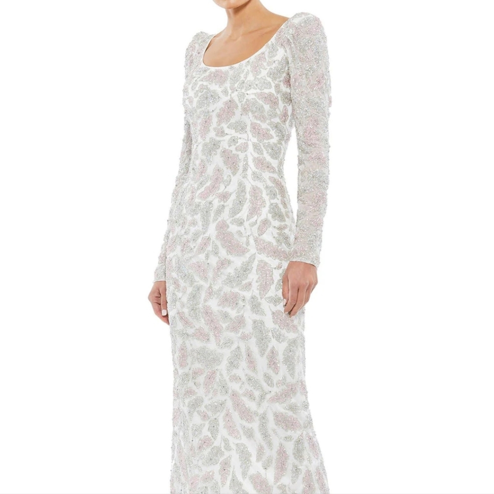 Mac Duggal 5424 Foliage Tea Length Column Dress